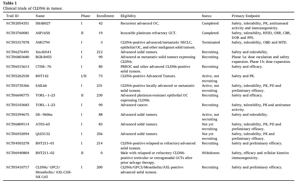 The tight junction protein CLDN6 The tight junction protein CLDN6