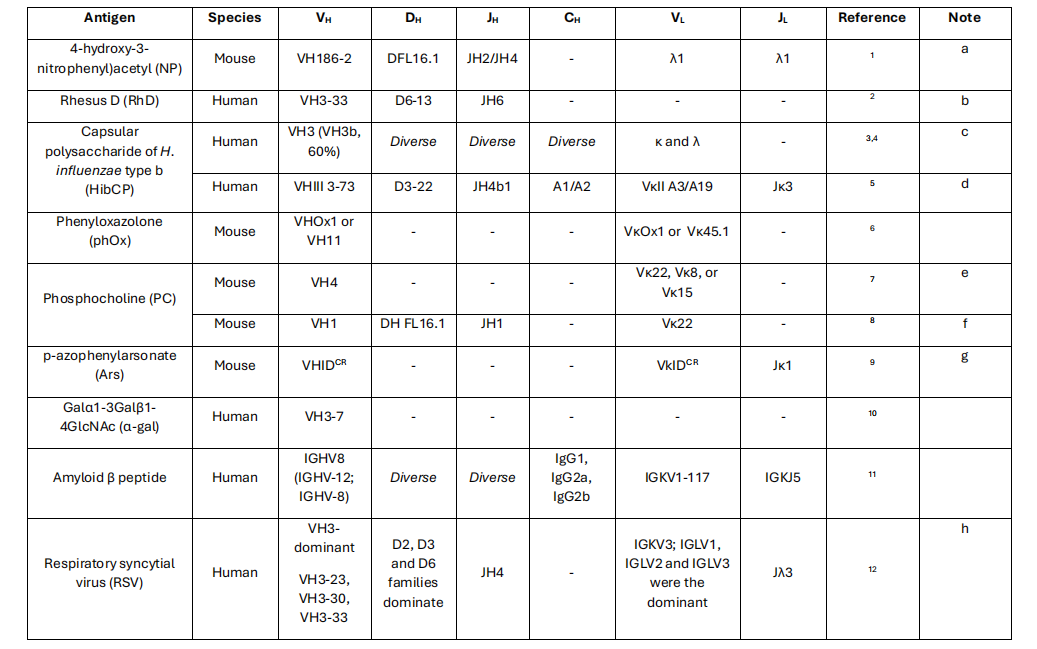 Antibody diversity and specificity and new insights into structure