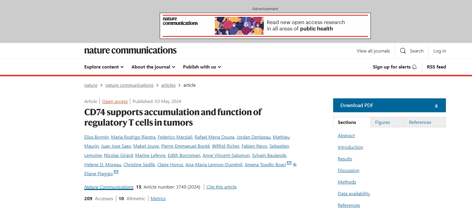 CD74 supports accumulation and function of regulatory T-cells in tumors