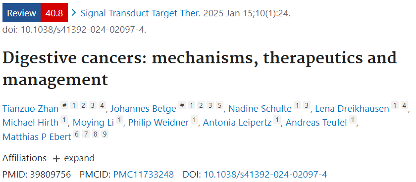 Mechanisms treatment and management of tumors of the digestive system