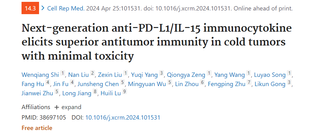Next generation  anti-PD-L1 IL-15 immunocytokine elicits superior antitumor immunity in cold tumors with minimal toxicity